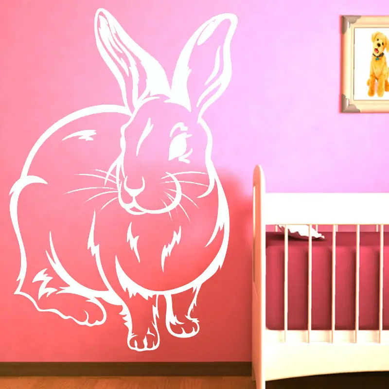 Большой стикер на стену в виде кролика для детской спальни виниловые съемные