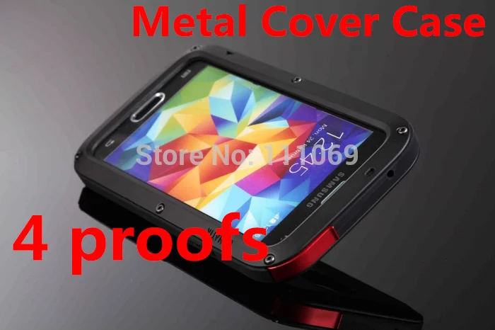 

New arrival For S5 Life waterproof 4 proofs Metal Aluminum Case For Galaxy S5 i9600 + Real Gorilla Glass Free Shipping