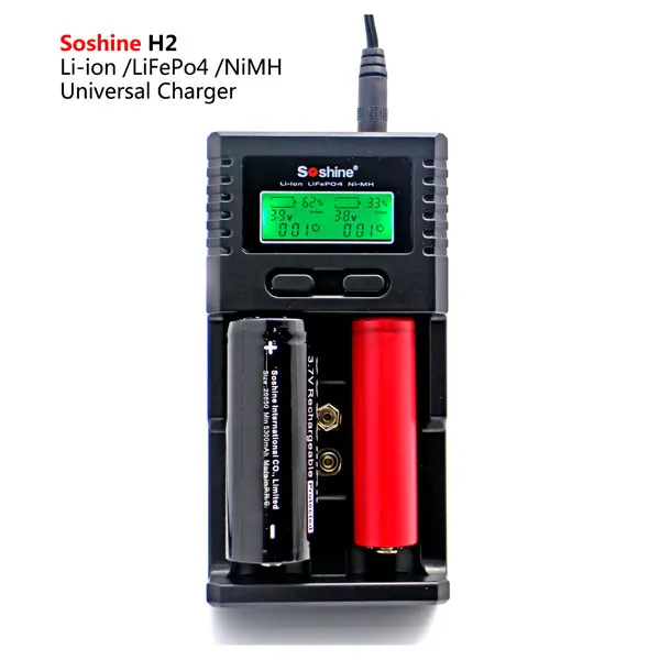 Интеллектуальное зарядное устройство Soshine H2 для литий-ионного/LiFePO4 26650 18650 9V NiMH C AA