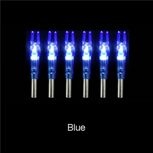 Blue 6pcsHunting светодиодный светящийся стрелы Nocks арбалетное соединение и изогнутый лук ID6.2mm светодиодный освещенный хвостовик стрелы для стрельба из лука - Цвет: Blue