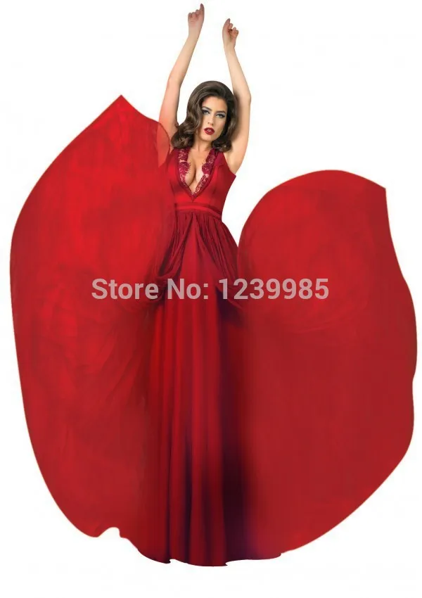 YE033 Sexy Deep V Neck Sleeveless A-Line Sheer Lace Back Red Evening Dress 2015 For Woman | Свадьбы и торжества