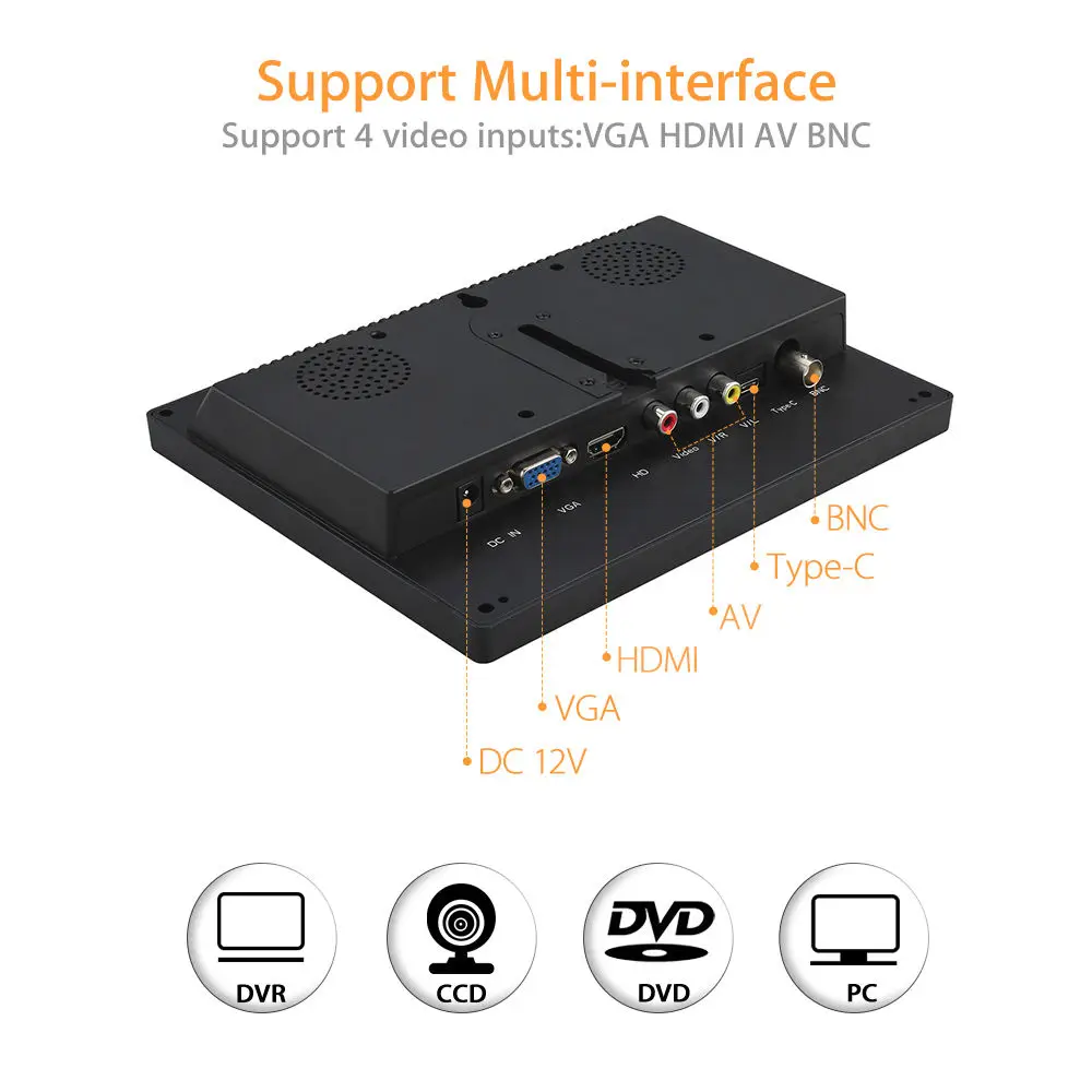 Eyoyo s801c 8 &quot1024*768 IPC ЖК-дисплей Кино Дисплей видео Мониторы AV HDML BNC Тип-C Вход для