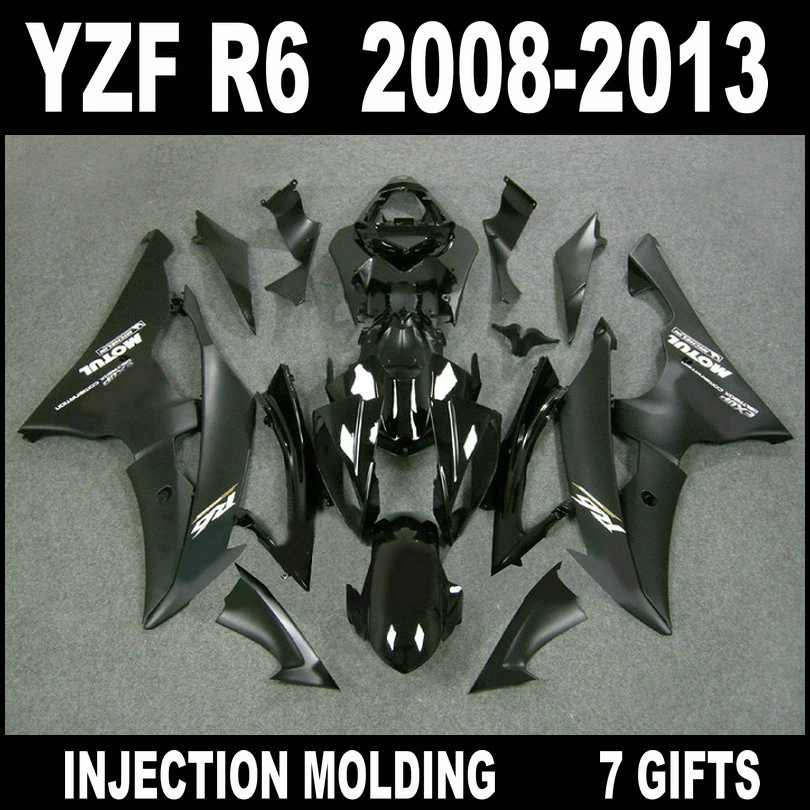 Новый хит продаж обтекатель для YAMAHA R6 ABS пластик 2008 2009 2013 плоские черные
