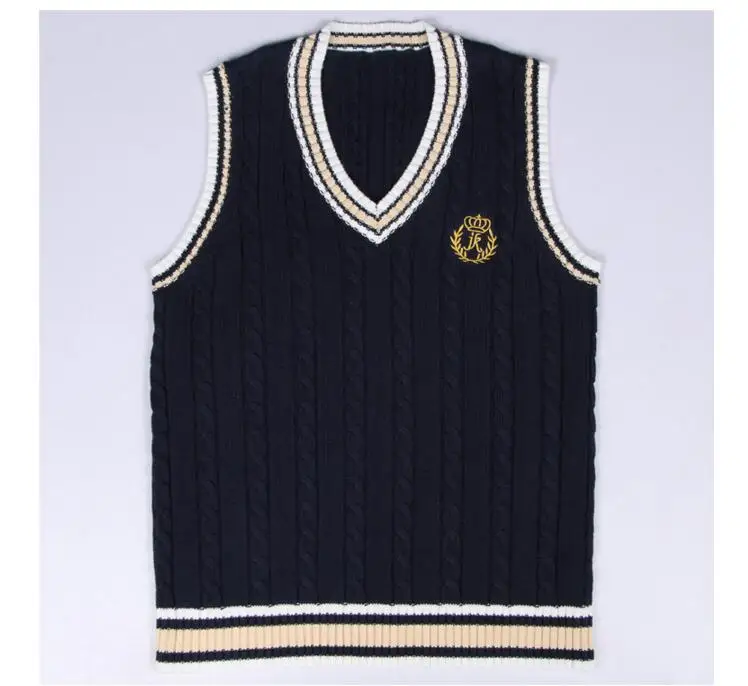 School Uniform Sweaters Vest For Girls Boys British Student Uniforms Embroidery V neck Vest Sweaters Tank Top new
