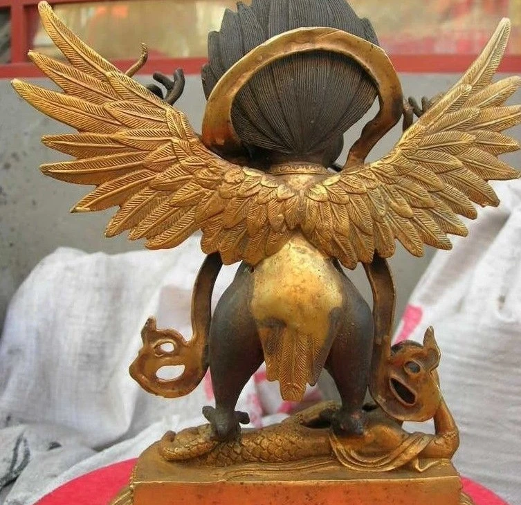 9 &quotТибетский буддистский храм бронзовая позолоченная подставка Гаруда птица