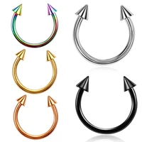 2pcs colorful spike circular barbell horseshoe ring ear cartilage tragus piercing labret nose hoop rings fashion unisex jewelry