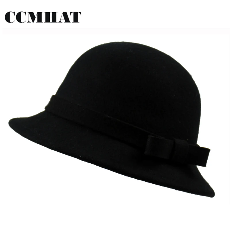 CCMHAT 100% шерсть черный Fedoras Шляпы для детей Повседневная мода Caps регулируемая