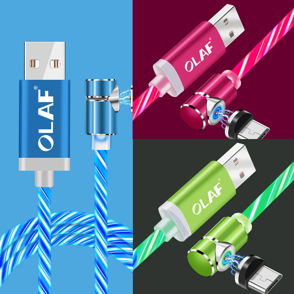 Магнитный кабель OLAF Dazzle Lighting для Iphone 7 X SR XS Max redmi note зарядка с разъемом Micro USB Type-C