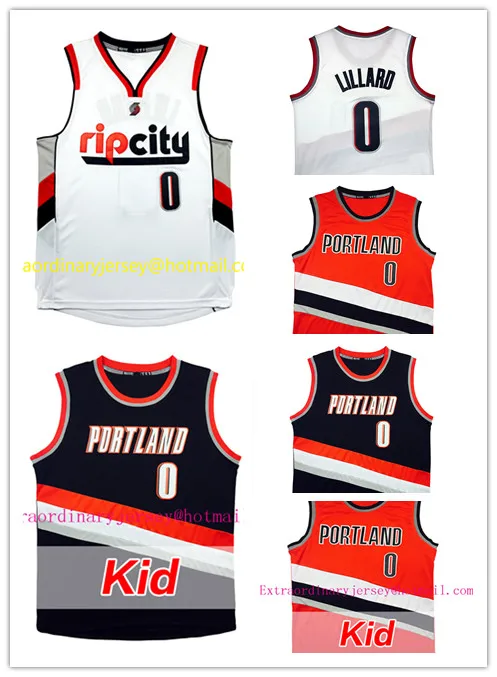 Мужская Майка Дамиан Лиллард #0 молодежь джерси Ребенком Баскетбол Джерси