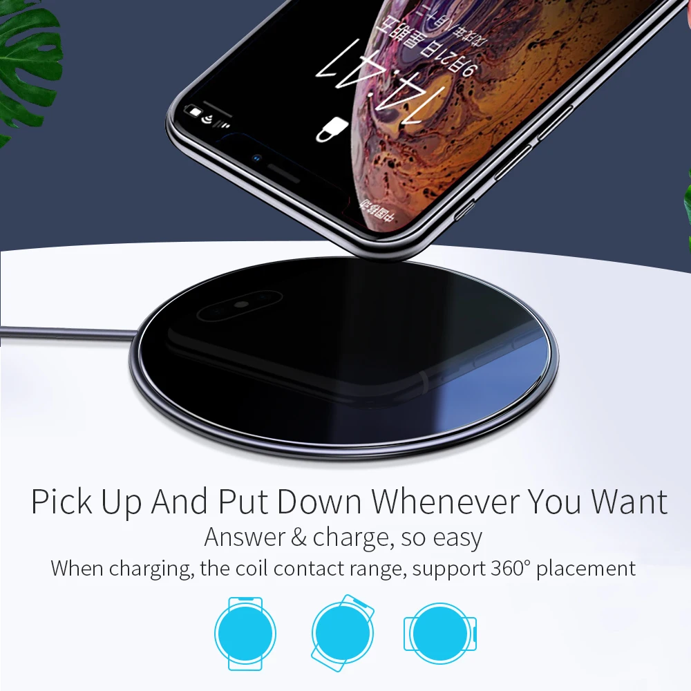 Беспроводное зарядное устройство Essager 10 Вт Qi для iPhone Xs max X 8 Xiaomi mi 9 Huawei P10 Samsung S10 S9 S8