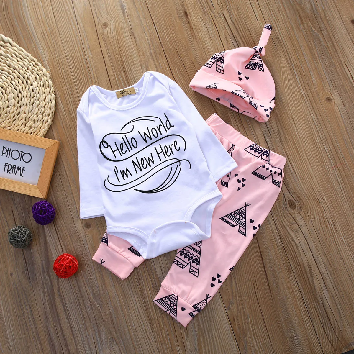 Hi Baby Store/комплект из 3 предметов хлопковый комбинезон для новорожденных девочек