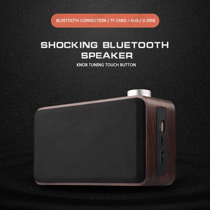 Сенсорный экран Bluetooth в деревянном корпусе Беспроводной портативный динамик сабвуфера бас Поддержка TF AUX громкой связи стерео Беспроводной Hi-Fi колонки W5A