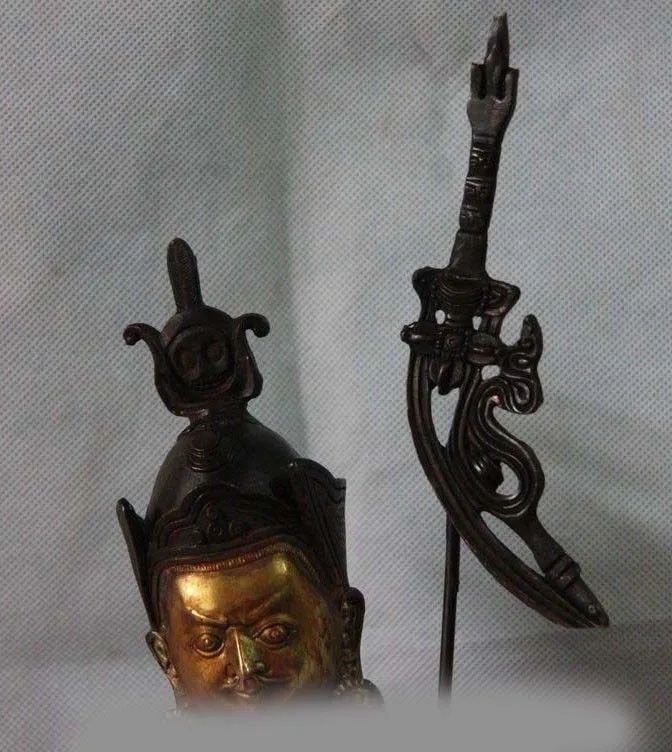 16&quot Tibet Buddhism Copper Bronze Lotus Padmasambhava master Monk Buddha Statue | Дом и сад