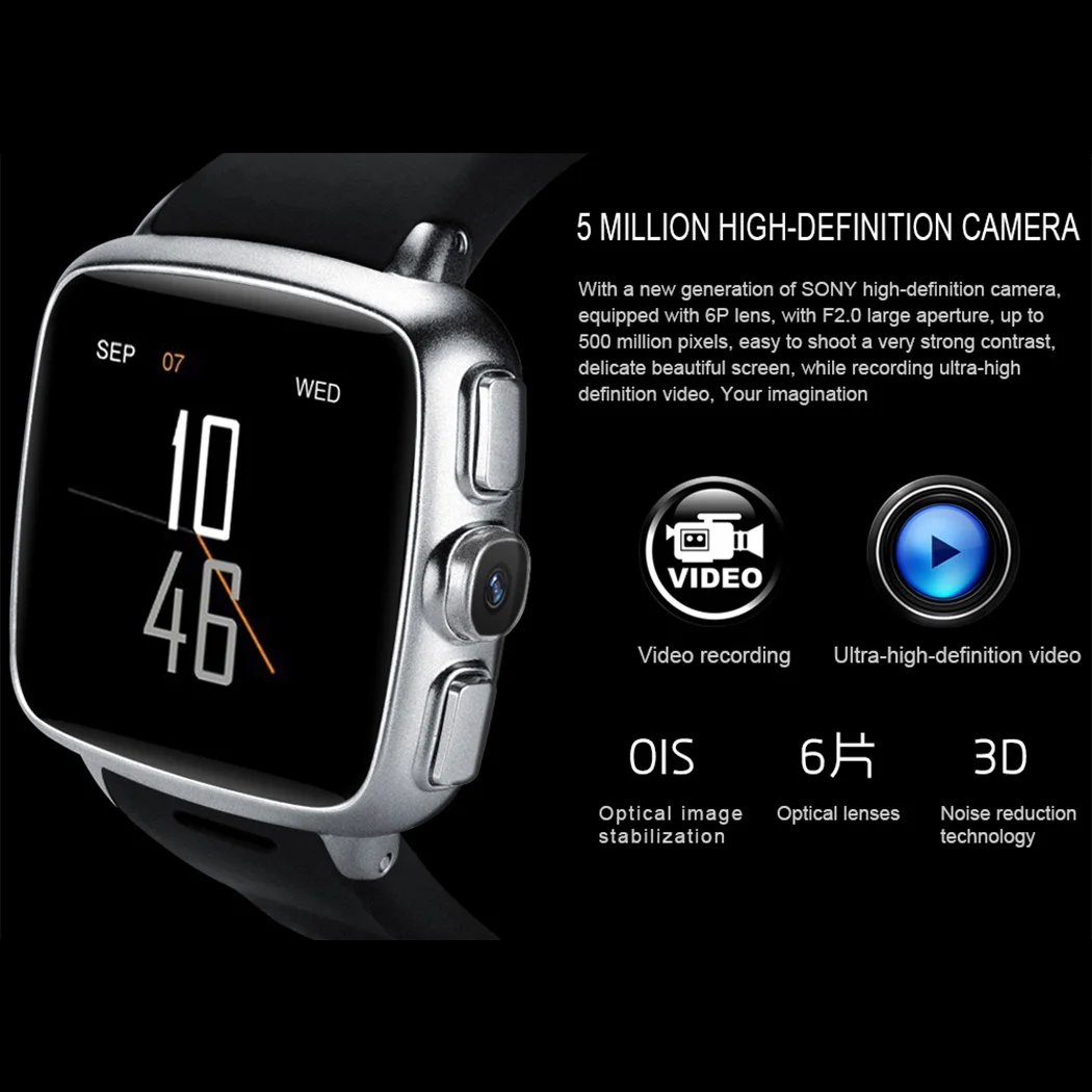 Z01 Android Smart Watch 4.4 Metel Support 3G Google Store WiFi GPS Positioning 4G Version 5MP Camera Heart Rate Tracker | Электроника