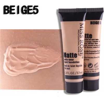 BEIGE 5 Miss Rose Профессиональный тональный крем жидкий матовый макияж водонепроницаемый консилер для лица основа косметика для ремонта лица макияж TSLM1 - Цвет: BEIGE 5
