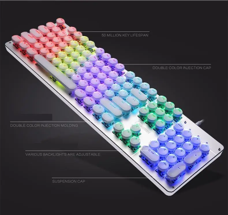 SeenDa Проводная игровая механическая клавиатура, игровая клавиатура с RGB подсветкой, переключатель с 104 клавишами, клавиатура для геймера, ПК, ноутбука, русский английский
