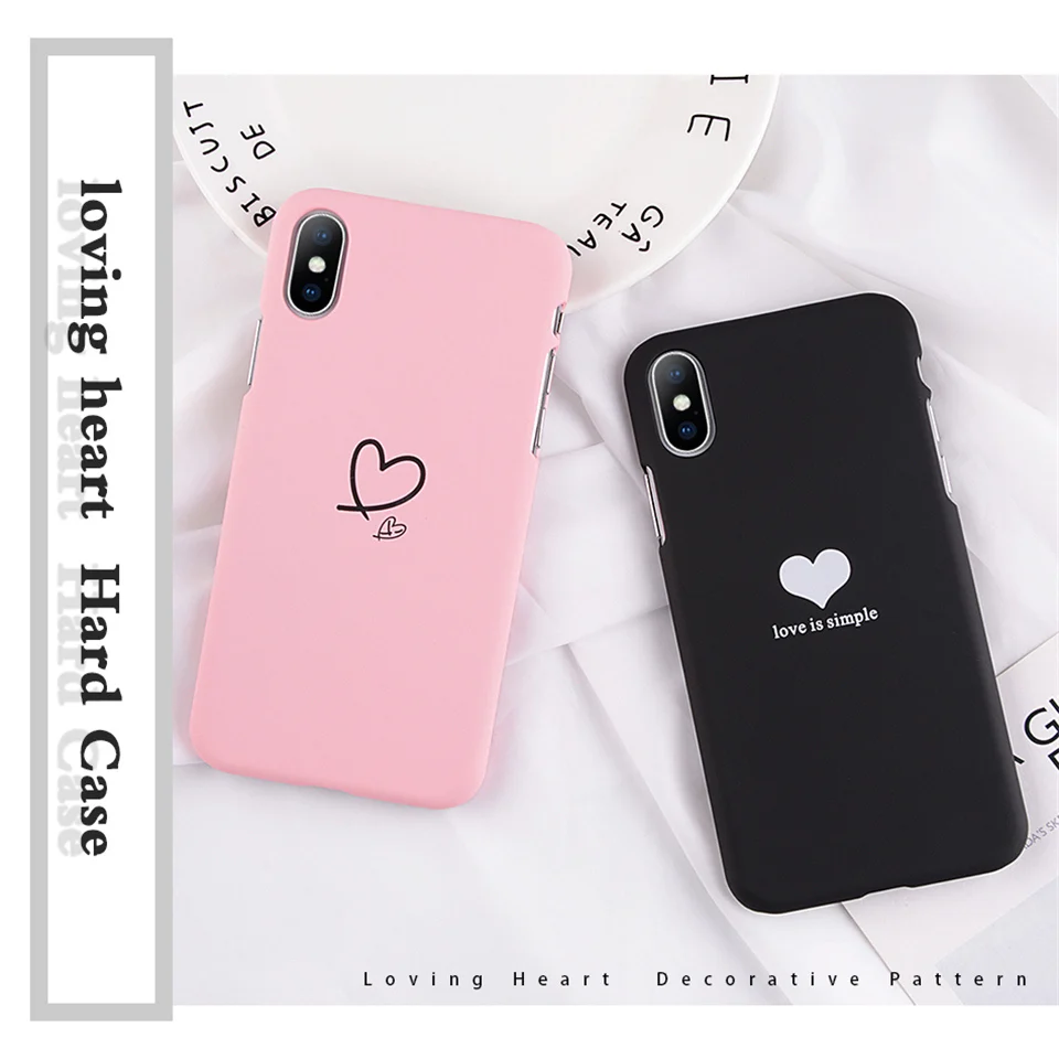 Lovebay чехол для телефона для iPhone 6, 6s, 7, 8 Plus, X, XR, XS Max, модный жесткий чехол из поликарбоната с мультипликационным принтом Love Heart love is simple для iPhone 8, чехол Capa