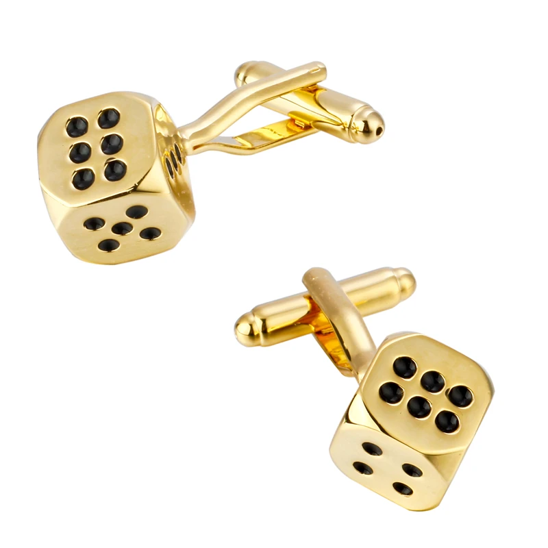 

Hot selling high quality brass entertainment toy golden wedding gift BRAND Lucky Dice Cufflinks men shirt cuff Cufflinks