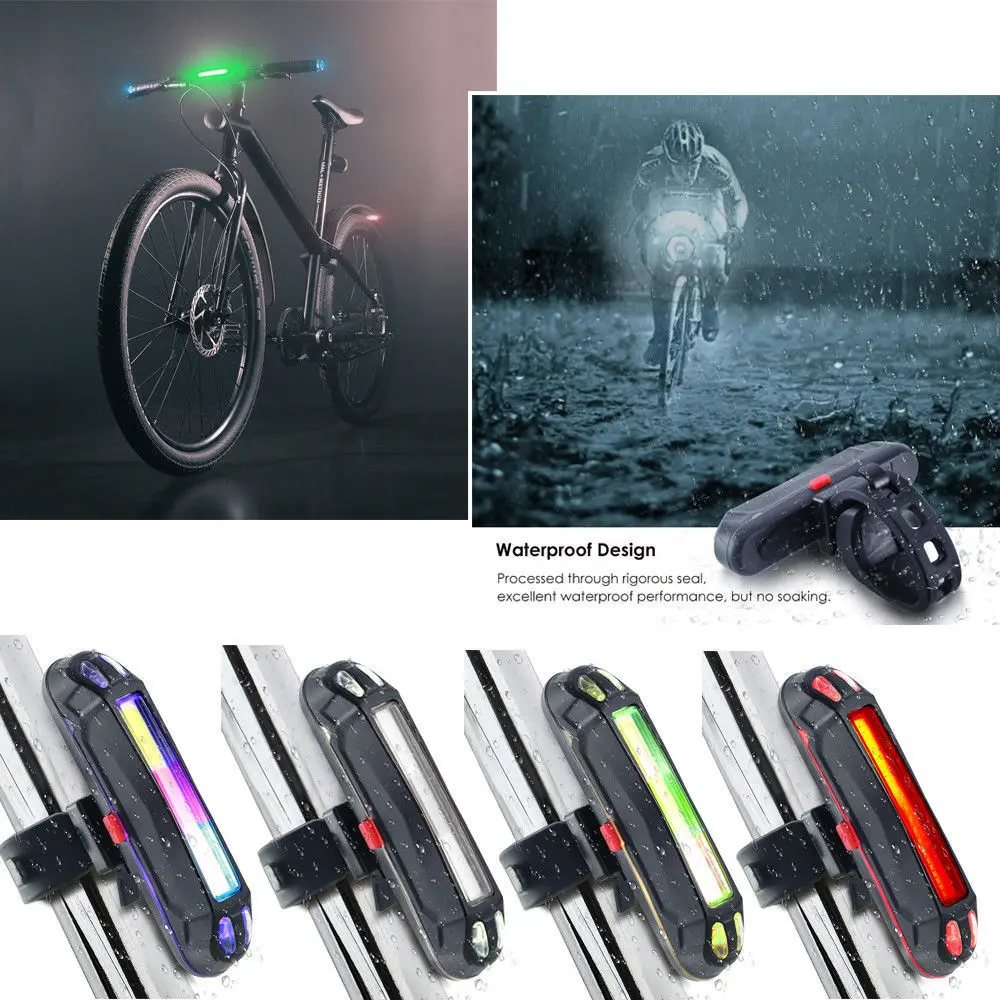 

USB Rechargeable COB LED Mountain Bike MTB Front Rear Tail Light Safety Warning Bicycle Rear Light Bicycle Lamp with battery