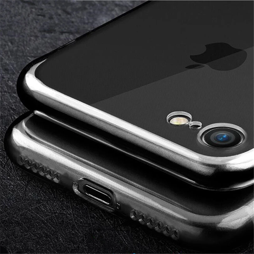 Ультра тонкий мягкий прозрачный ТПУ чехол для iPhone 8 7 плюс силиконовый Full Cover X 6 S 5S