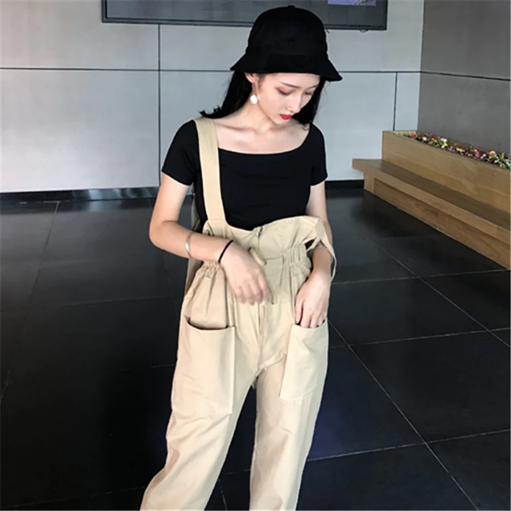 Подарок Высокая талия Свободные женские брюки Твердые студенческие