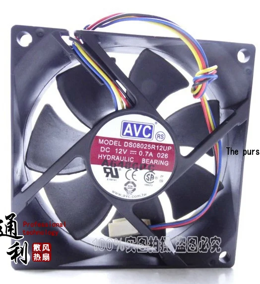 Бесплатная доставка AVC 8025 DS08025R12UP 80 мм 8 см DC 12 В 0.7A 4 проводной компьютерный чехол