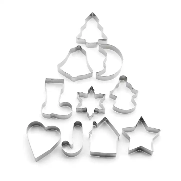 

10PCS/set Christmas Cake Tool Stainless Steel Baking Tools Biscuits Cake Cutting Mold