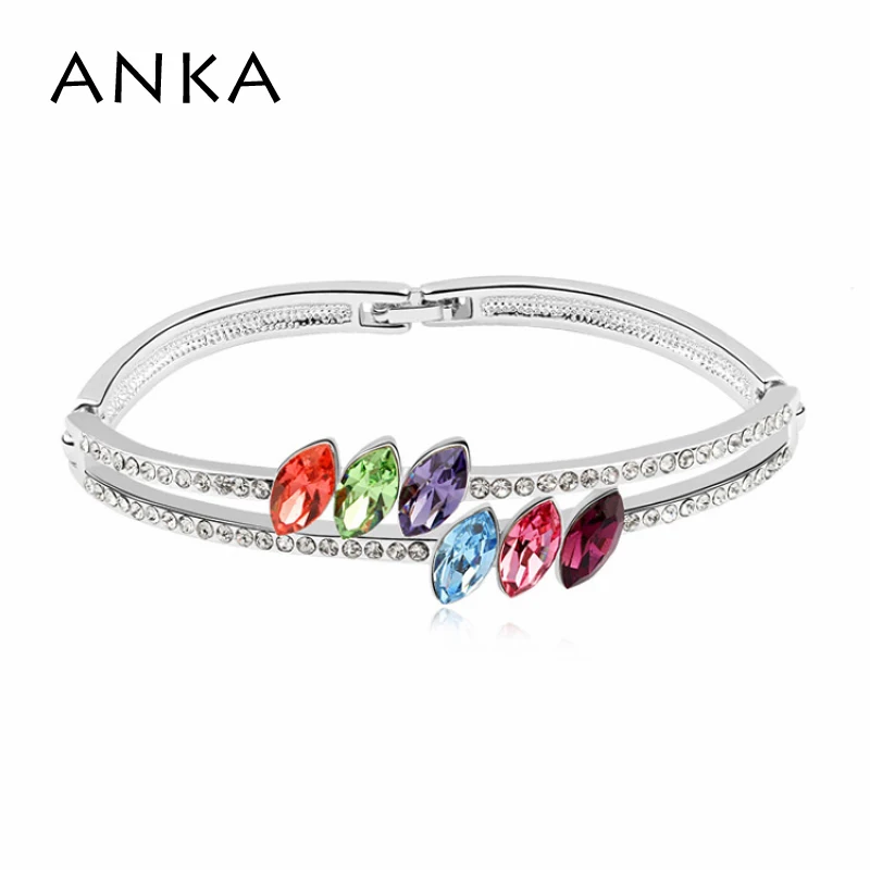 

rhodium plated Crystal Studded Ladies Party Birthday Gift Bangle Bracelet Crystals from Austria #96200