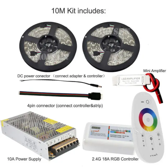 20 м 15 10 5 24 В RGB Светодиодная лента 5050 водонепроницаемый полный комплект + RF