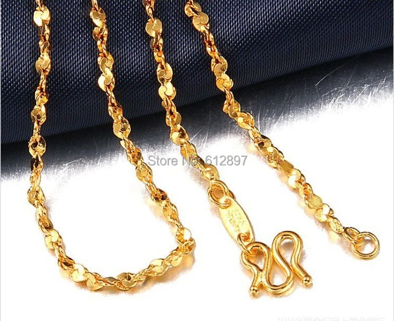 

999 24K Yellow Gold Necklace Chain Women's Chain 16inch Length