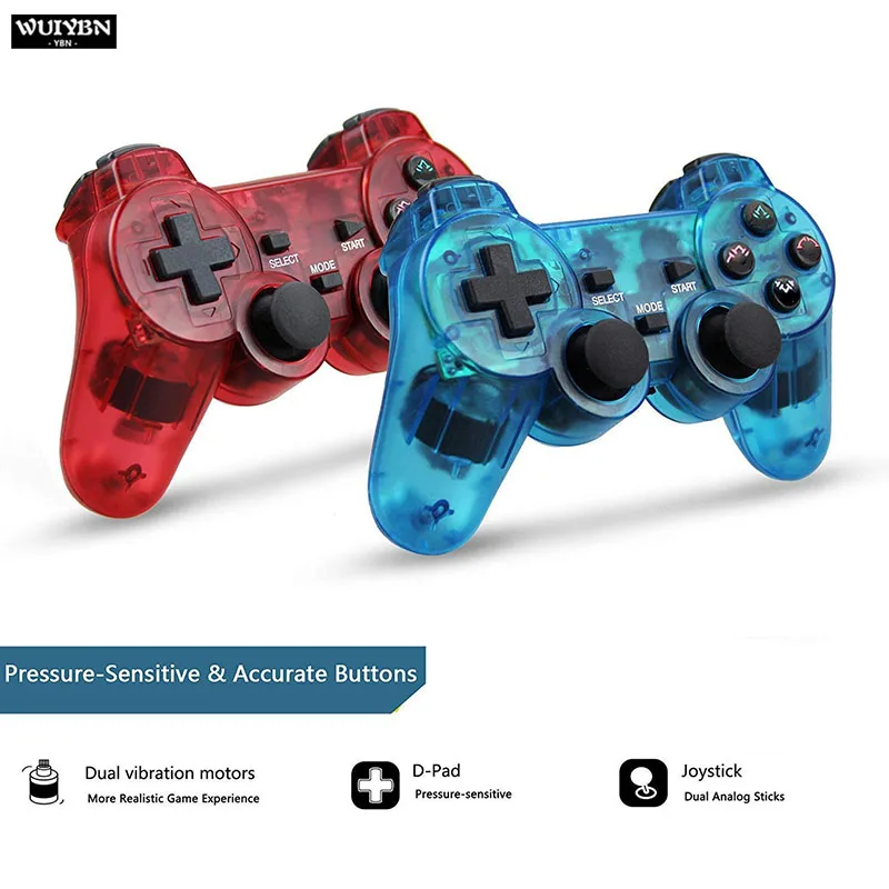 WUIYBN Геймпад контроллер беспроводной 2,4G контроллер для sony PS2 Playstation 2 Консоль джойстик полное колебание Shock Joypad