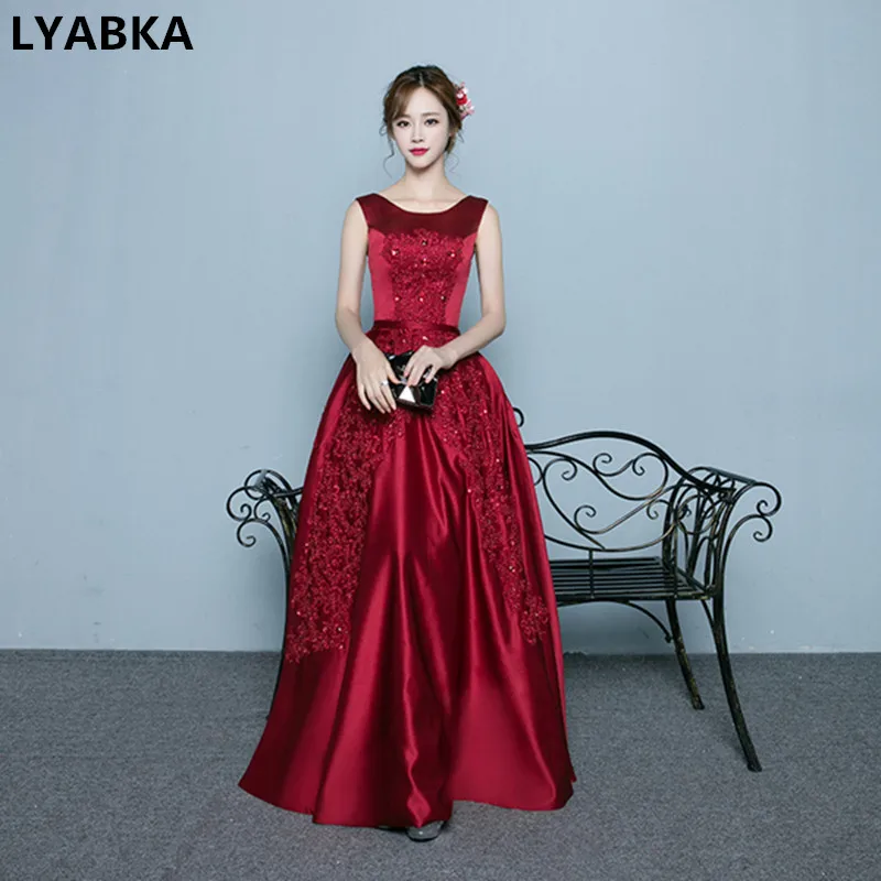 Вечернее платье на выход 2019 дизайн Дешевые выпускные платья Burgundy из сатина с