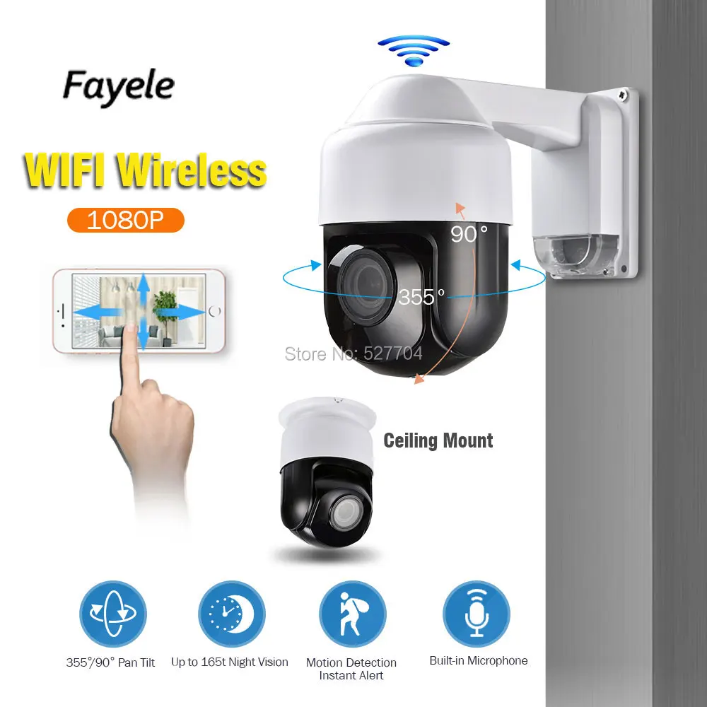 Скоростная купольная IP камера NINI 3 дюйма Wi Fi 1080P PTZ 2 МП панорама наклон 5 кратный