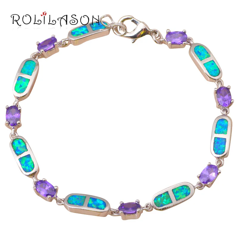Lobster Top Quality Special Blue fire opal Silver Stamped fashion jewelry Bracelets Anniversary gifts OB033 | Украшения и
