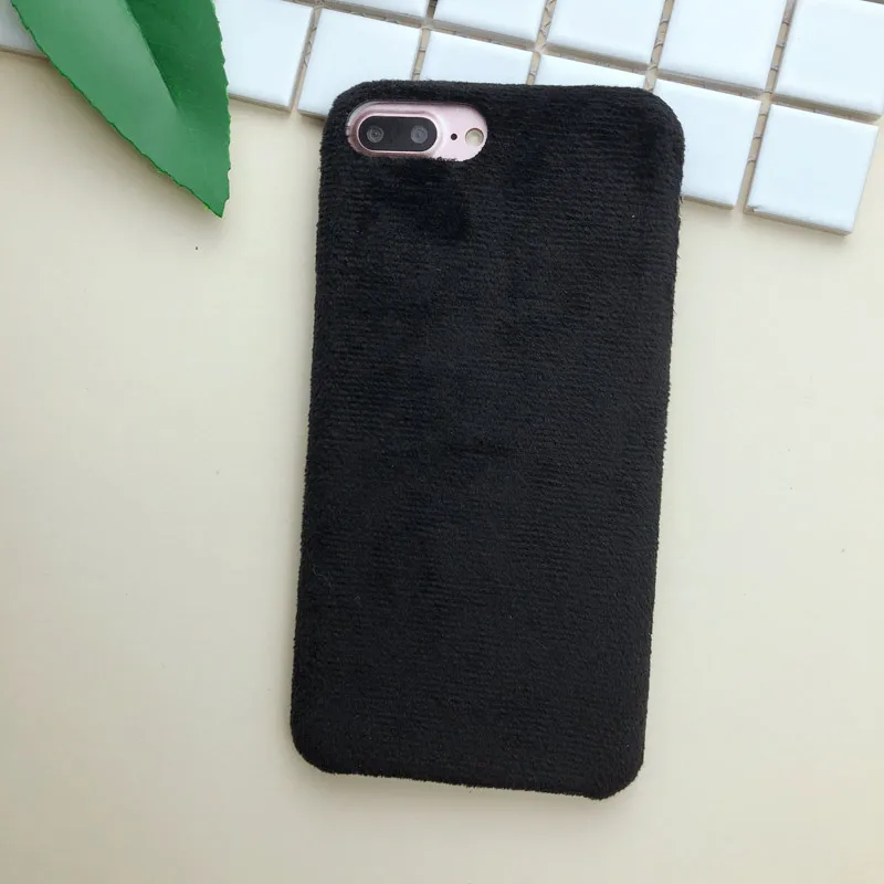 Ворсовый мех плюшевый чехол для телефона для iPhone XS Max XR X Гладкий Мягкий зимний теплый мех Меховой чехол s для iPhone 8 7 6 6s Plus чехол - Цвет: black