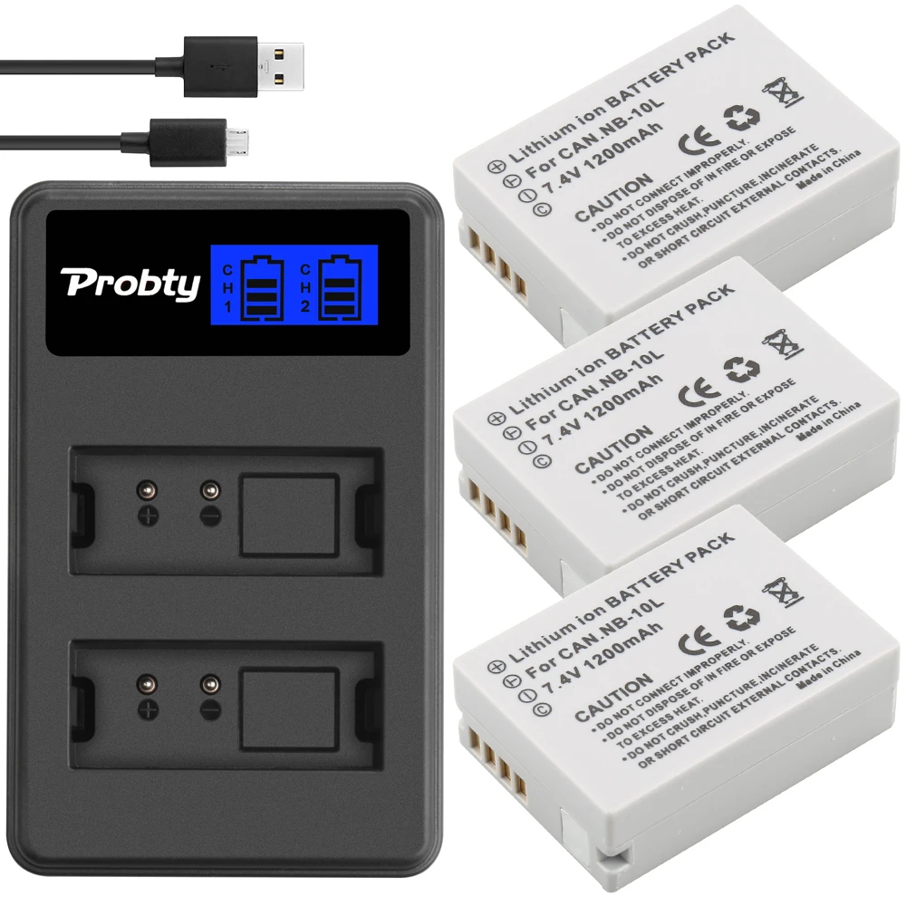 Сменный аккумулятор NB-10L и двойное зарядное устройство USB для Canon SX40 HS SX40HS SX50 PowerShot SX40 HS SX50 HS SX60 HS