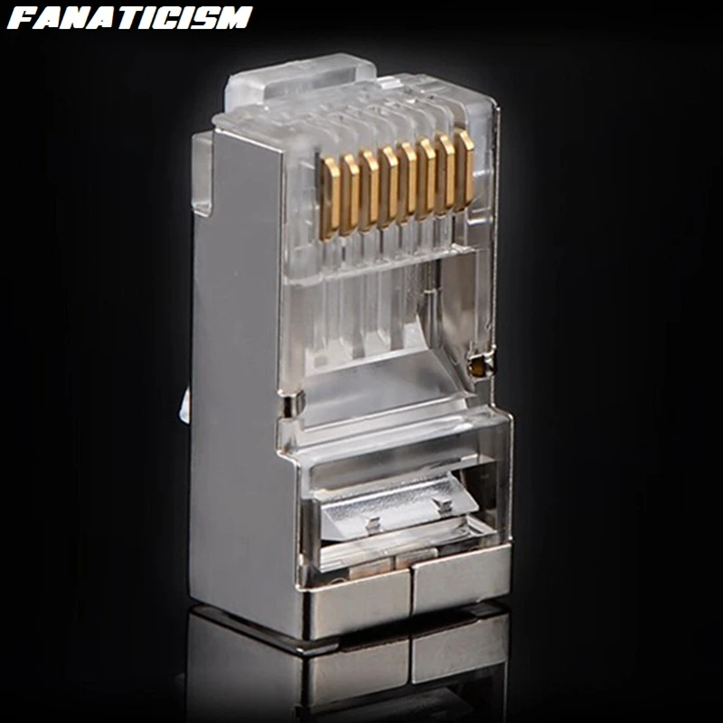 Kaufen 5000 Stücke Netzwerk RJ-45 CAT5 Ethernet Lan Kabel Modulare Stecker Adapter Stecker Metall Schild RJ45 8P8C CAT5E Modulare Stecker