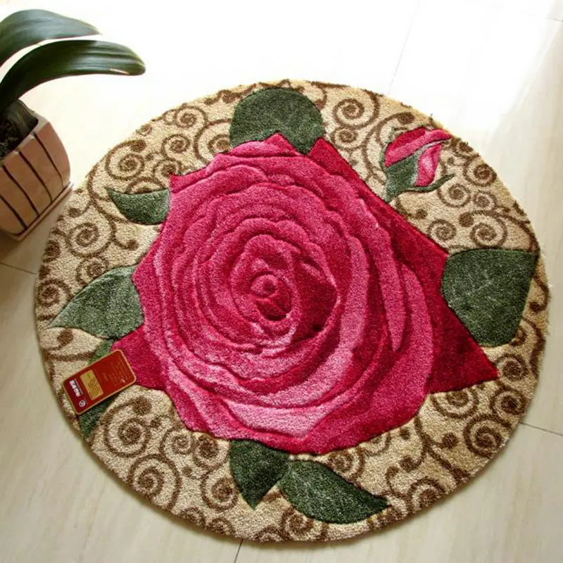 Round rug Red rose / Shaggy carpet for Bedroom mats carpets Living room Mat Rug | Дом и сад