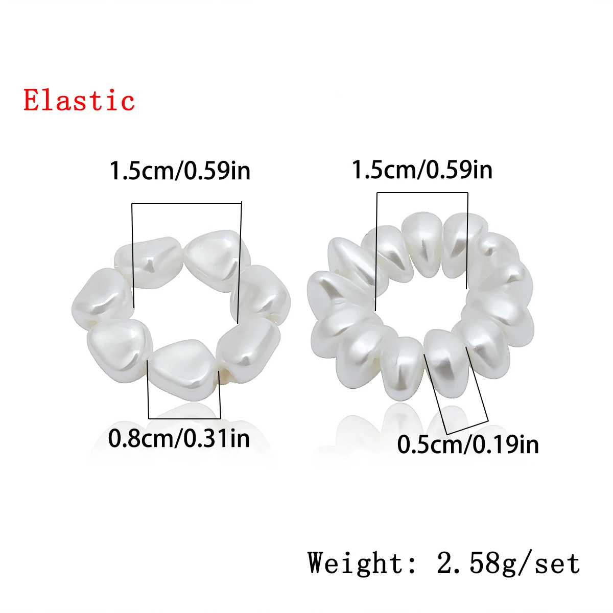 

IngeSight.Z 2Pcs/Set Bohemian Simulated Pearl Rings Minimalist Elastic Adjustable Finger Rings for Women Jewelry