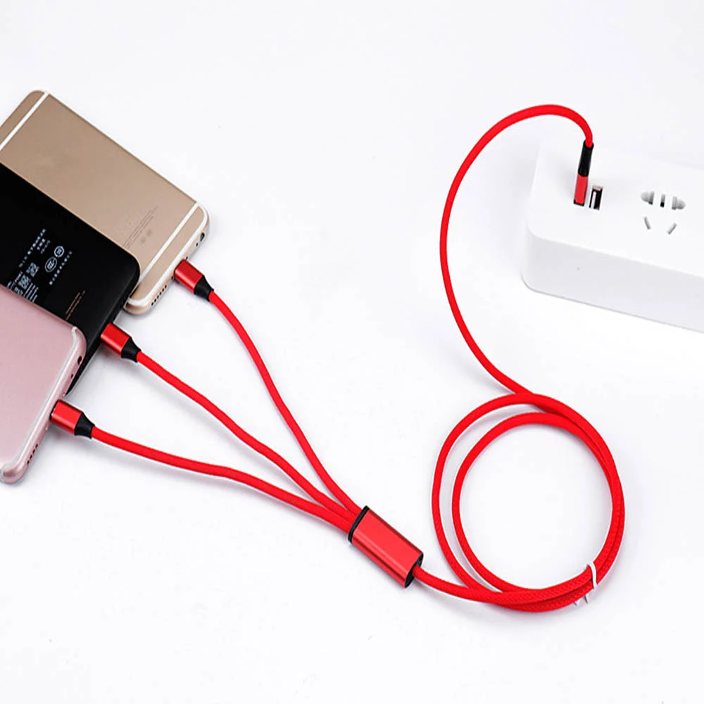 10 шт. 3 в 1 USB кабель для мобильного телефона Micro Type C зарядного устройства iPh быстрой