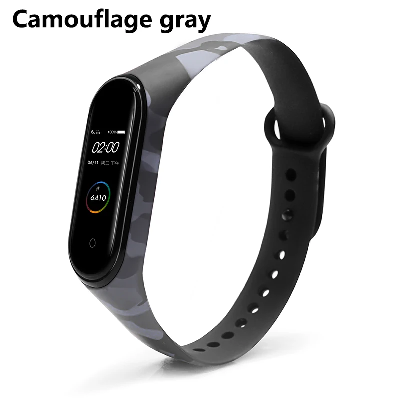 Camouflage gray BOORUI Универсальный Miband 3 4 ремешок pulsera inteligente ремешок для xiaomi mi3 mi4 смарт-браслеты с разнообразными цветами - Цвет: Camouflage gray