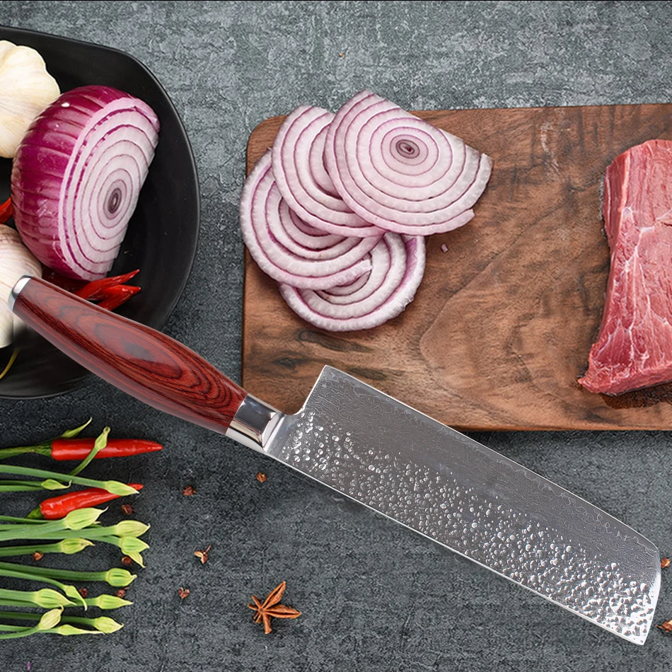 Kitchen Knife 7 &quotDamascus Cutlery Meat Cleaver Chef Stainless Steel Premium color wooden handle | Дом и сад