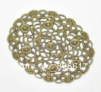 best quality 30 pcs bronze tone filigree oval wraps connector embellishments jewelry findings 50x40mmw03487 x 1