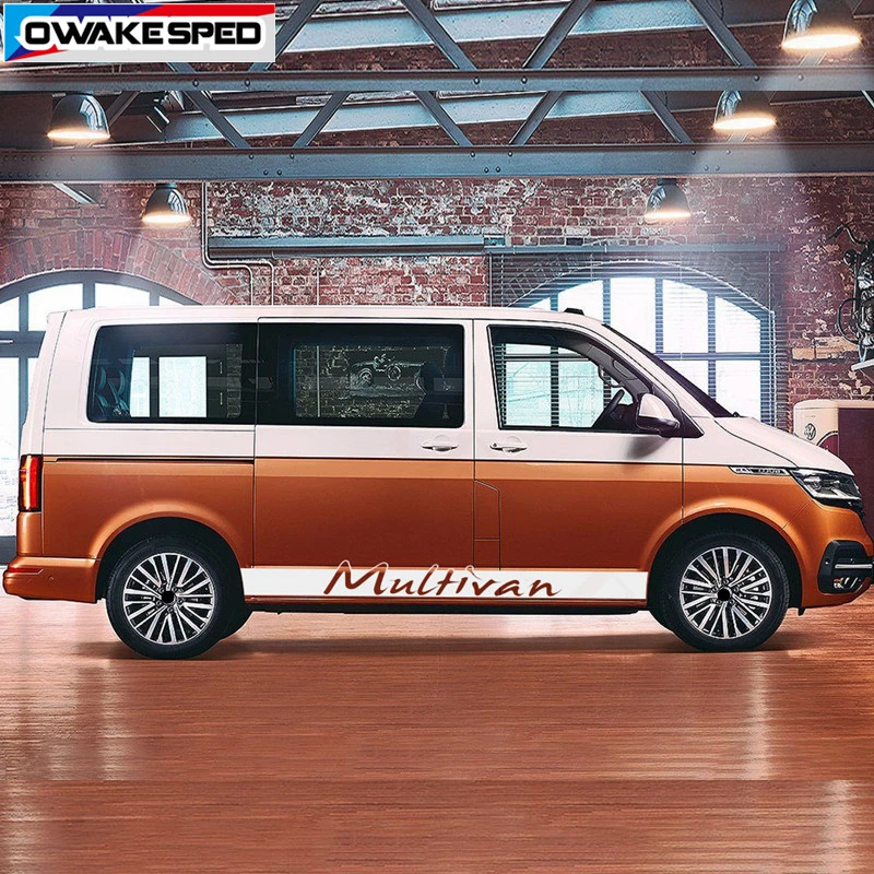 Наклейка для автомобиля s для Volkswagen Multivan T4 T5 T6, боковая юбка в полоску, гоночная Спортивная наклейка, автомобильные наклейки на тело, индивидуальные наклейки