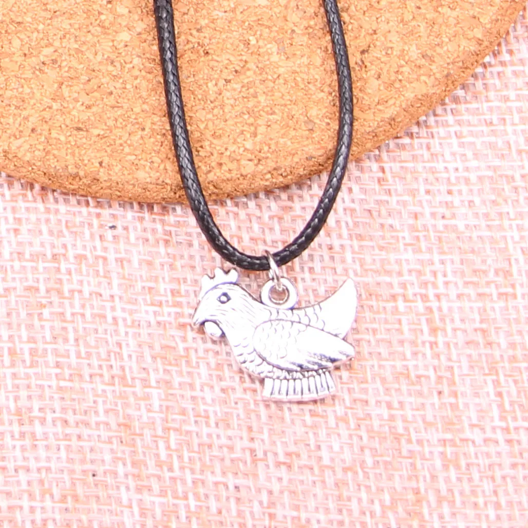 20Pcs Antique Silver Color cock chicken Pendant 19*14mm Leather Chain Necklace Black Cord | Украшения и аксессуары
