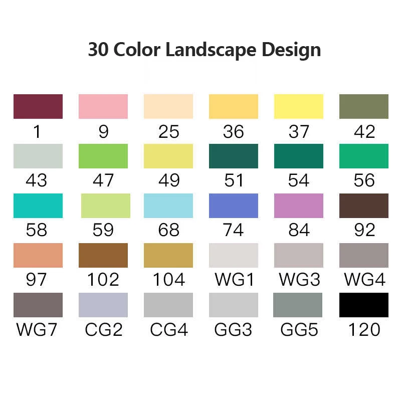 30-Landscape Design TouchFIVE 30/40/60/80/168 Цвет маркер для рисования набор двойной головой художественный эскиз жирной на спиртовой основе маркеры для анимации Manga - Цвет: 30-Landscape Design