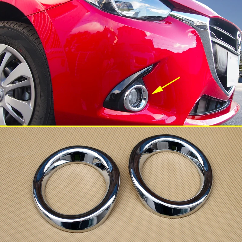 Яркие хромированные противотуманные светильник кольцевая Крышка для Mazda 2 Demio DJ DL