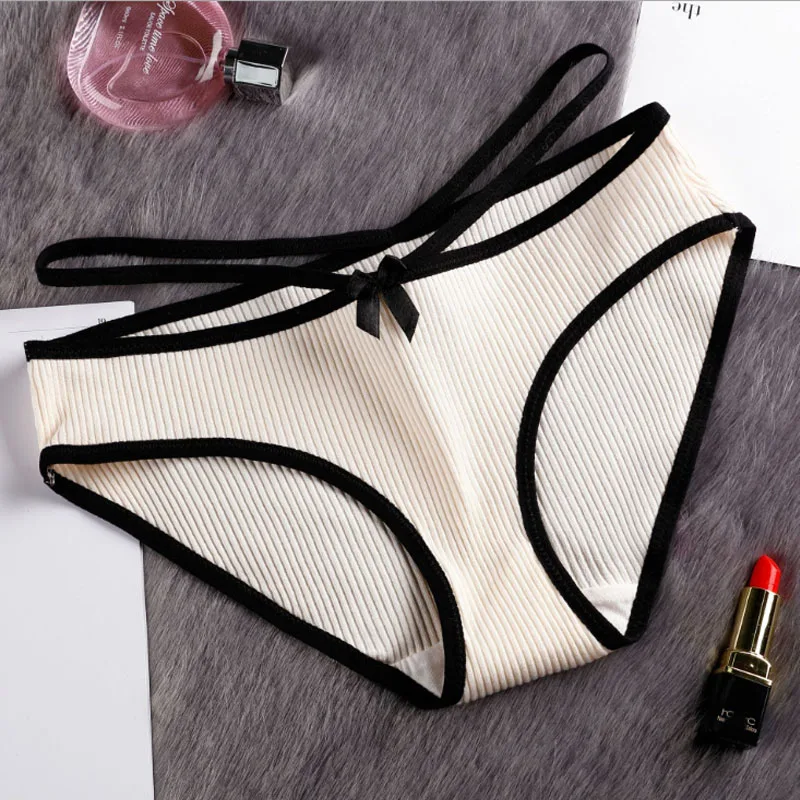 Aofeiqike Women's Sexy Cotton Panties Solid Color Low Waist Knickers Plus Size Briefs Cute Girl Underwear Ladies Lingerie M L XL |