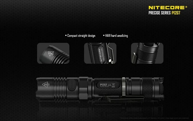 NITECORE P12GT с перезаряжаемой батареей 18650 1000 Lms CREE XP-L HI V3 светодиодный тактический фонарь