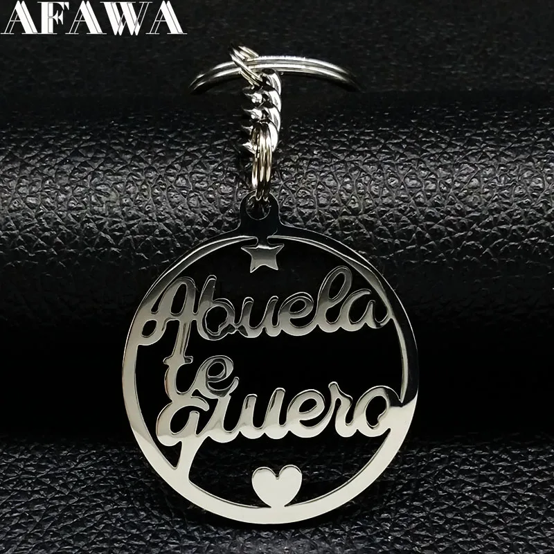 Модные te quiero abuela нержавеющая сталь кольцо для ключей женщин Серебряный Цвет